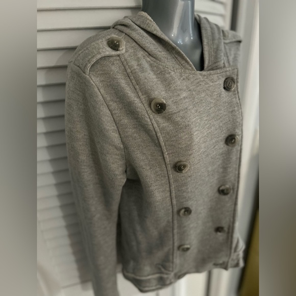 Miss Chievous gray fleece sweatshirt button front double breasted jacket - Picture 5 of 7